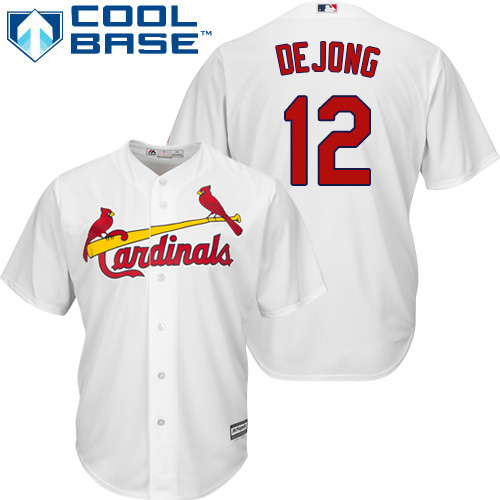 Cardinals #12 Paul DeJong White New Cool Base Stitched MLB Jersey - Click Image to Close